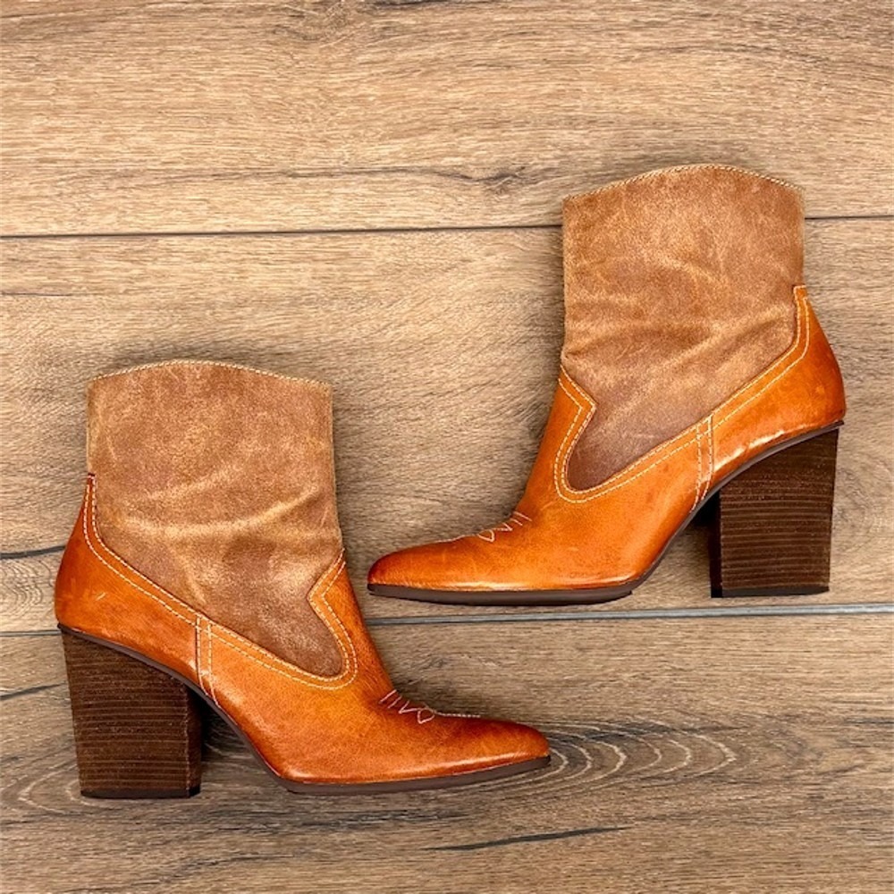 Donald Pliner Velle Women's Size 11 Brown Leather & Suede Western Ankle Booties - Picture 7 of 9